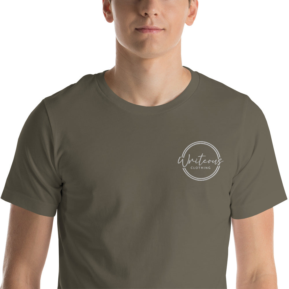 White Embroidered Logo Tee
