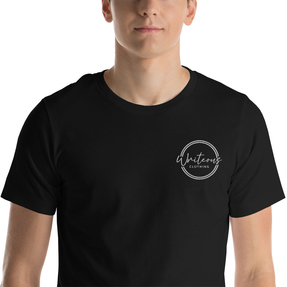 White Embroidered Logo Tee