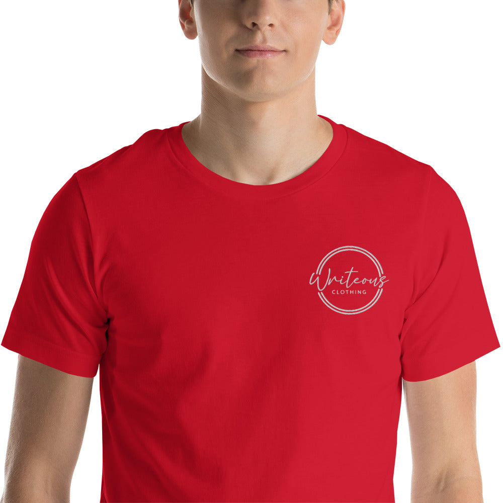 White Embroidered Logo Tee