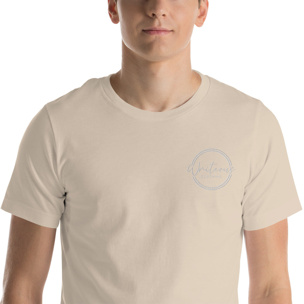 White Embroidered Logo Tee